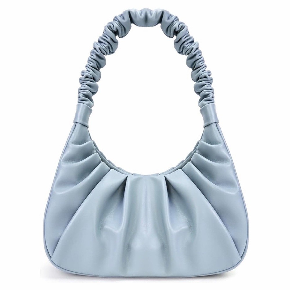 Light Blue Ruched Shoulder Bag